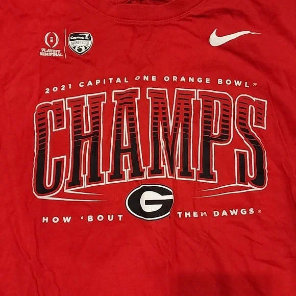 Red Nike Georgia Bulldogs Champs T-Shirt - Picture 2 of 3